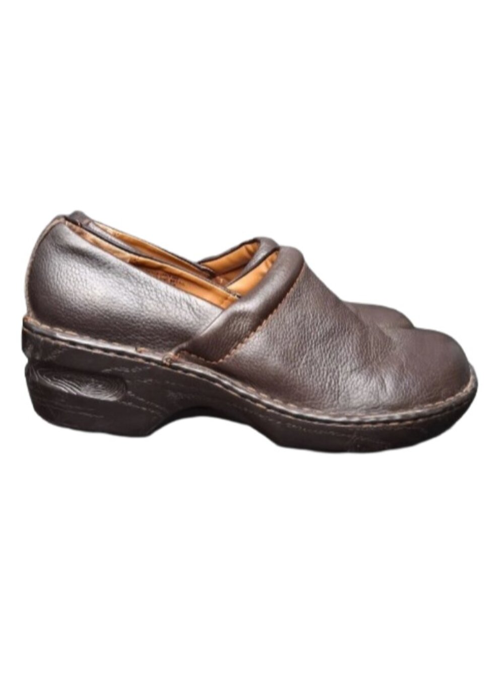 Thom McAn Brown Leather Slip-On Clog, Size 10